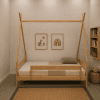 INDIAN BED ΠΑΙΔΙΚΟ ΚΡΕΒΑΤΙ ΜΕ ΑΠΟΣΠΩΜΕΝΟ ΠΡΟΣΤΑΤΕΥΤΙΚΟ ΣΕ ΜΑΣΙΦ ΞΥΛΟ ΠΕΥΚΟΥ