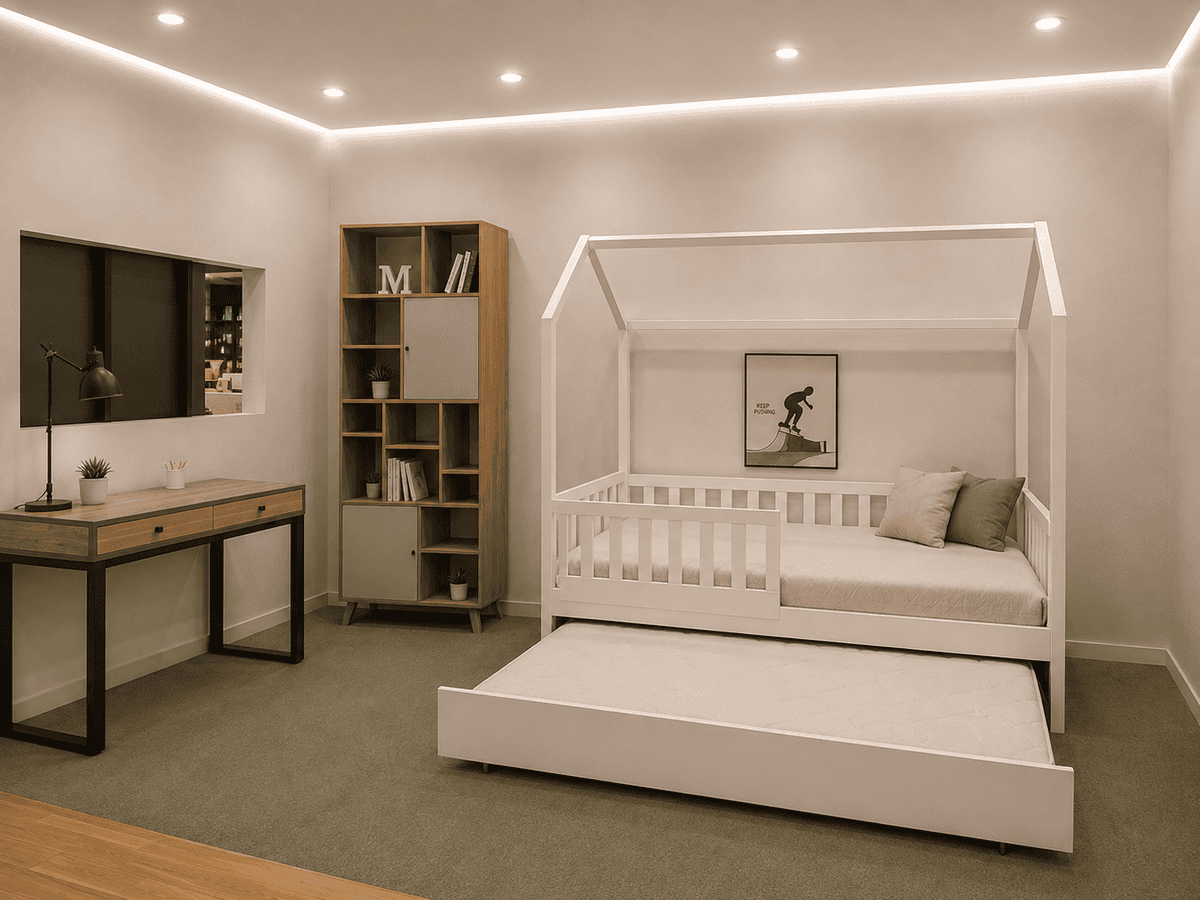 COTTAGE ΠΑΙΔΙΚΟ ΚΡΕΒΑΤΙ -Με αποσπώμενο προστατευτικό & Συρόμενο μηχανισμό κρεβάτι στο κάτω μέρος - Image 2